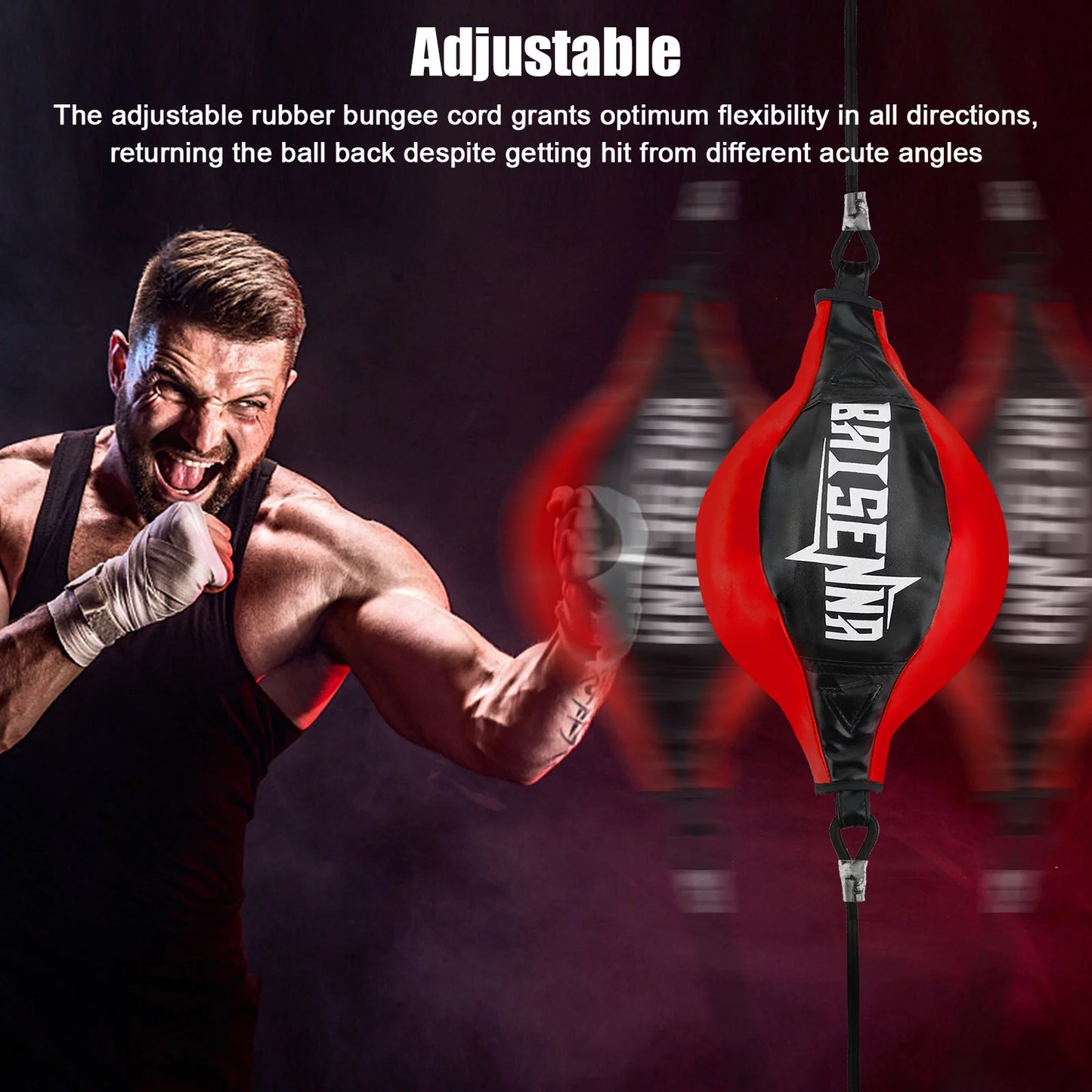 Double End Ball, Boxing Speed Dodge Training Ball Leather Punch Bag Hanging Speed Ball for Gym Boxing Speed Training, Includes Cord, Stress Relief Exercise Equipment, Adult Teenagerss